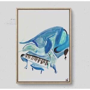 WS original cubist piano painting 12X16 canvas expressionism abstract modern art